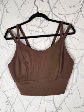 Popflex Brown Strappy Longline Bra Crop Top